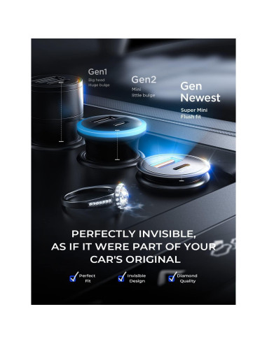 Cargador de Coche USB C AINOPE 67.5W Carga Rápida Metal