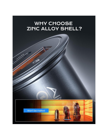 Cargador de Coche USB C AINOPE 67.5W Carga Rápida Metal