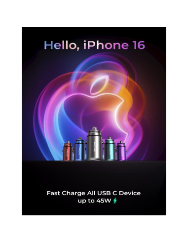 Cargador de Coche USB C AINOPE 67.5W Carga Rápida Metal