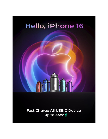 Cargador de Coche USB C AINOPE 67.5W Carga Rápida Metal Cargador de Coche USB C AINOPE 67.5W Carga Rápida Metal