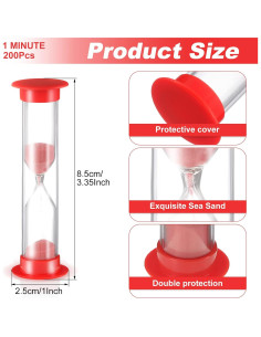 200 Temporizadores de Arena 1 Minuto Queekay Rojo Acrílico 2