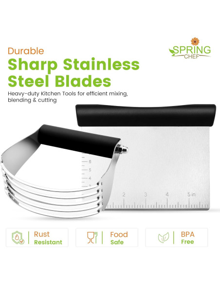 Mezclador de Masa y Raspador de Banco Spring Chef - Acero Inoxidable