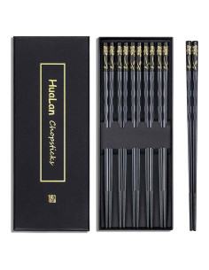 Palillos de Fibra de Vidrio HuaLan - Set de 5 Pares 25 cm Negro