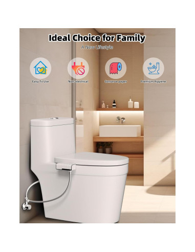 Bidet Mecánico Hibbent Doble Boquilla Ajustable Negro