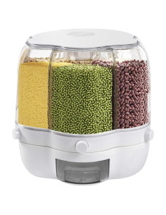 Dispensador de Arroz Rotativo Unnsiapit 8kg 6 Compartimentos Blanco