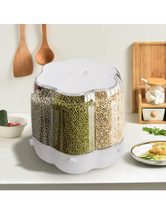 Dispensador de Arroz Rotativo Unnsiapit 8kg 6 Compartimentos Blanco 2