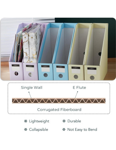 Soporte de Revistas Plegable Y YOMA 6 Paquete Cartón Color Caramelo