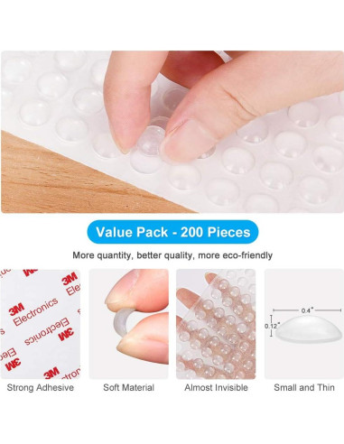 200 Amortiguadores de Goma FATLODA Transparentes Autoadhesivos