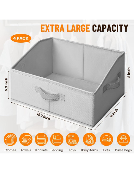 Organizadores de Closet Extra Grande Criusia 4 Paquete Gris Organizadores de Closet Extra Grande Criusia 4 Paquete Gris