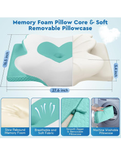 Almohada Cervical CushZone King Espuma Viscoelástica Verde 2