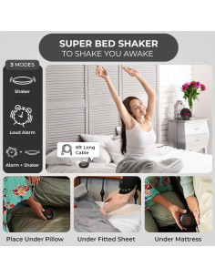 Reloj Despertador Sonic Bomb Doble 113dB con Vibrador Negro 2