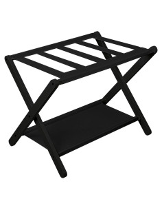 Soporte de Equipaje Plegable VASMIA de Bambú Negro 67x45cm