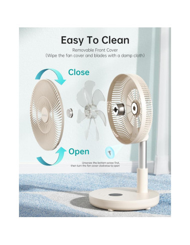 Ventilador de Pie Plegable TriPole KW12 30.48cm Recargable Beige