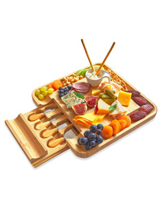 Tablero de Queso RoyalHouse de Bambú con Cuchillos y Cajón