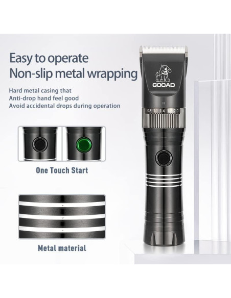 Cortadora de Pelo Inalámbrica Gooad para Perros y Gatos - Silenciosa y Recargable