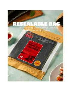 Alga Marina Tostada Daechun Nori para Sushi - 50 Hojas - Vegano 2