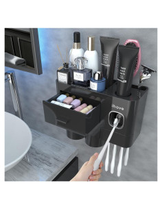 Soporte para Cepillos de Dientes iHave Negro con Dispensador