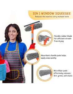 Limpiador de Ventanas 2 en 1 KeFanta con Poste Extensible 151.1 cm 2