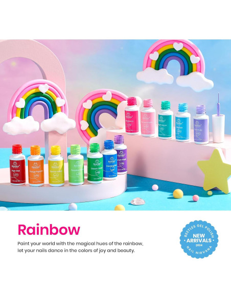 Juego de Gel de Uñas Beetles Rainbow 12 Colores Neón