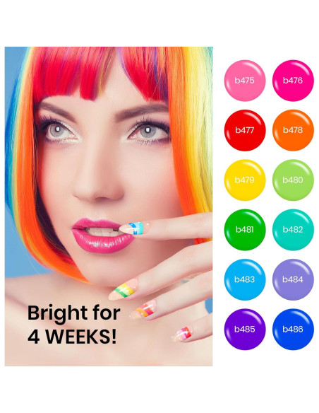 Juego de Gel de Uñas Beetles Rainbow 12 Colores Neón