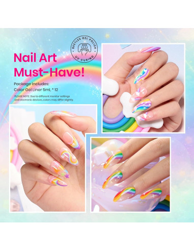 Juego de Gel de Uñas Beetles Rainbow 12 Colores Neón