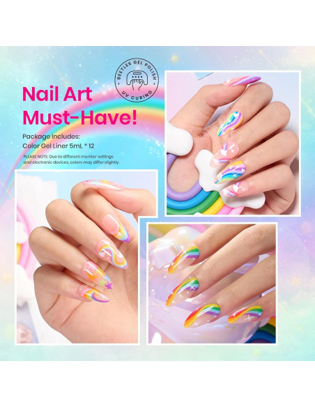 Juego de Gel de Uñas Beetles Rainbow 12 Colores Neón
