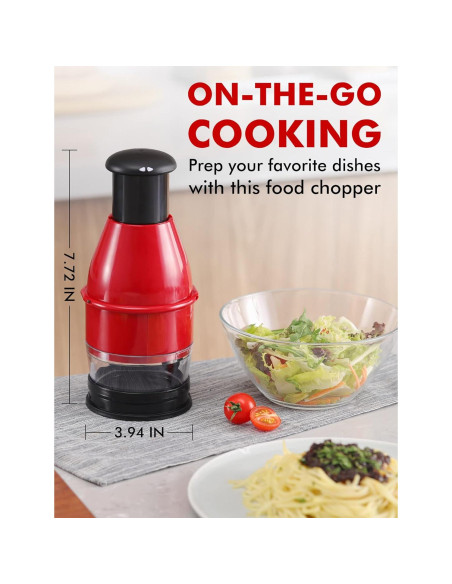 Picador Manual de Alimentos Geedel PS-358B, Rojo, Sin BPA