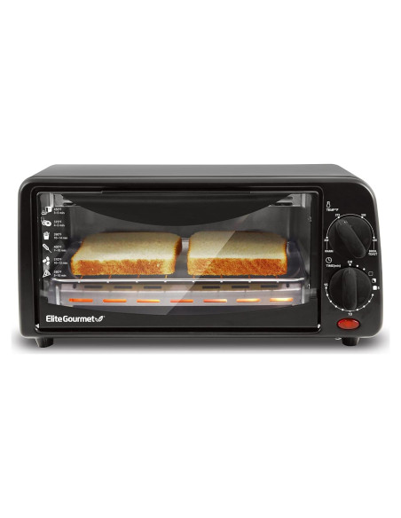 Horno Tostador Compacto Elite Gourmet ETO236 2 Rebanadas Negro