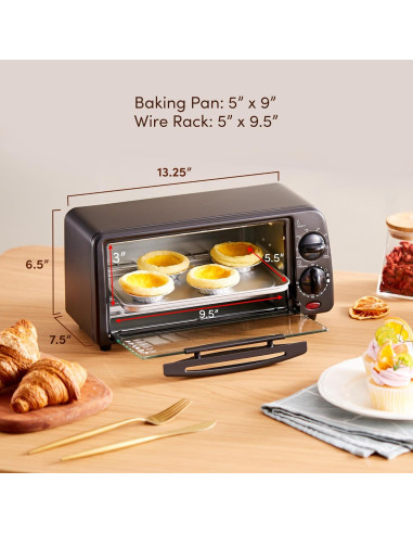 Horno Tostador Compacto Elite Gourmet ETO236 2 Rebanadas Negro