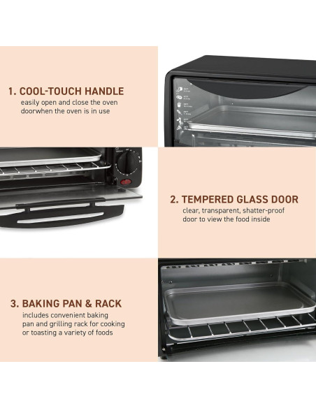 Horno Tostador Compacto Elite Gourmet ETO236 2 Rebanadas Negro