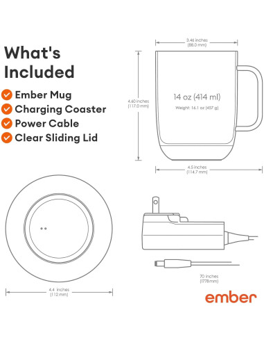 Taza Inteligente Ember 2 de 414 ml con Tapa y Espumador Zulay