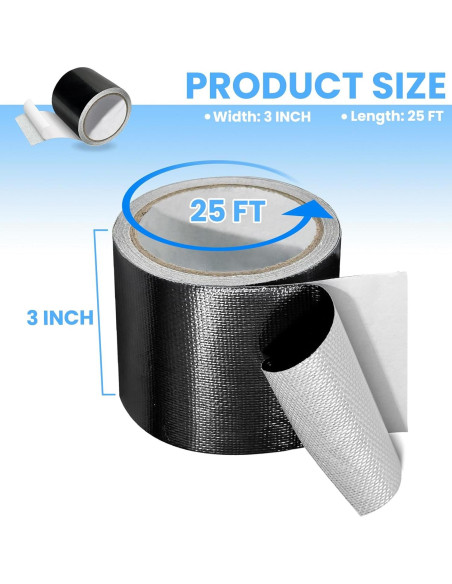 Cinta de Reparación Impermeable Tikfoam 7.62m x 7.62cm Negra