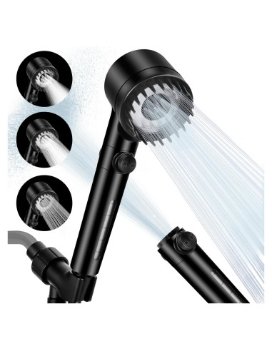 Cabezal de Ducha Luxsego Alta Presión 3 Modos Negro