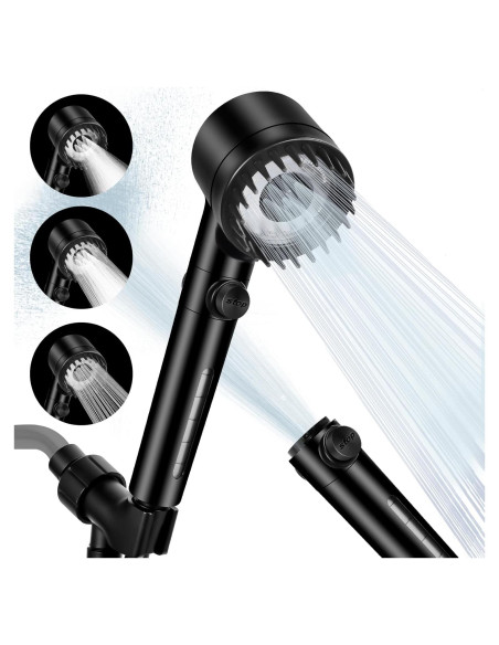 Cabezal de Ducha Luxsego Alta Presión 3 Modos Negro Cabezal de Ducha Luxsego Alta Presión 3 Modos Negro