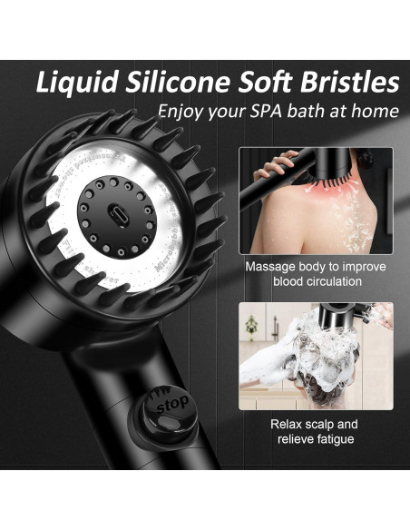 Cabezal de Ducha Luxsego Alta Presión 3 Modos Negro Cabezal de Ducha Luxsego Alta Presión 3 Modos Negro