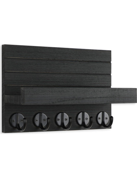 Soporte de Llaves Lwenki de Madera con Estante y 5 Ganchos