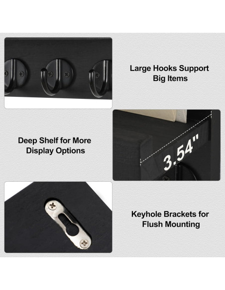 Soporte de Llaves Lwenki de Madera con Estante y 5 Ganchos