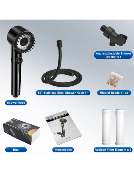 Cabezal de Ducha Luxsego Alta Presión 3 Modos Negro Cabezal de Ducha Luxsego Alta Presión 3 Modos Negro