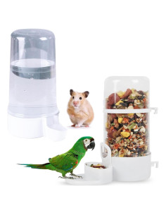 Juego 2 Pcs Comedero y Bebedero Aves Hefei Mengku B Blanco