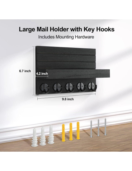 Soporte de Llaves Lwenki de Madera con Estante y 5 Ganchos