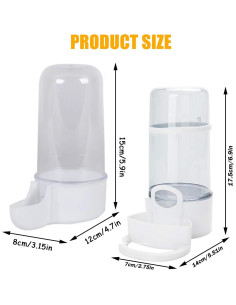 Juego 2 Pcs Comedero y Bebedero Aves Hefei Mengku B Blanco 2