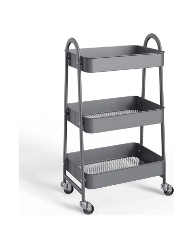 Carro Rodante de Almacenamiento OLIXIS 3 Niveles Metal Gris