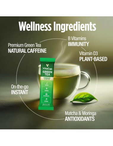 Té Verde Instantáneo VitaCup 10 Sobres con Matcha y Moringa