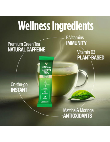 Té Verde Instantáneo VitaCup 10 Sobres con Matcha y Moringa