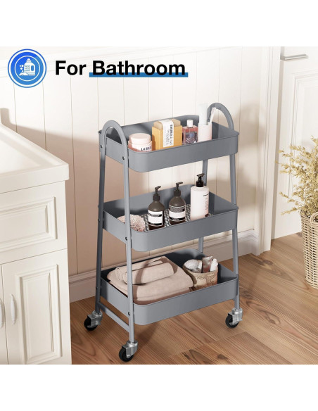 Carro Rodante de Almacenamiento OLIXIS 3 Niveles Metal Gris