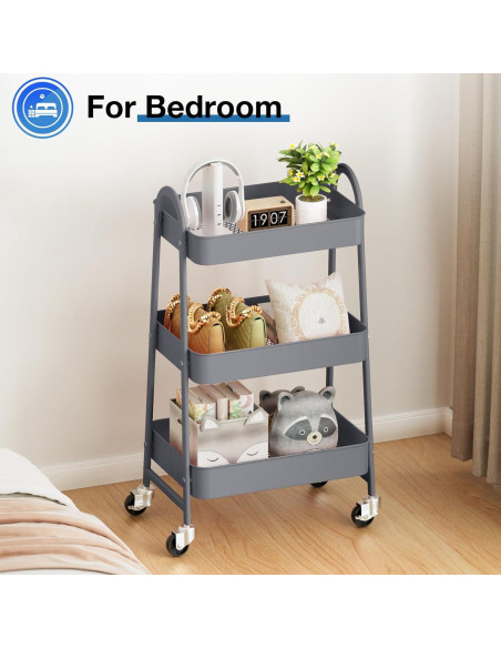 Carro Rodante de Almacenamiento OLIXIS 3 Niveles Metal Gris