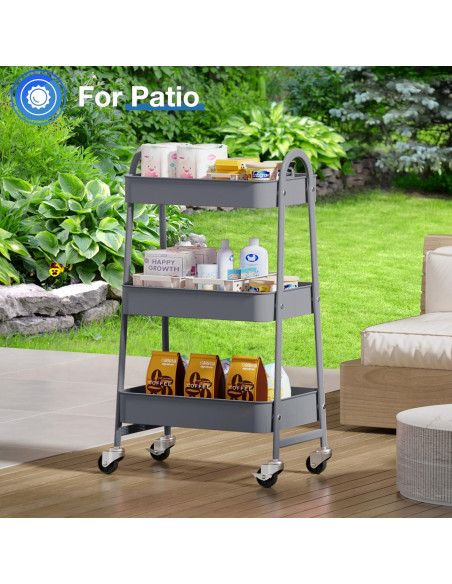 Carro Rodante de Almacenamiento OLIXIS 3 Niveles Metal Gris