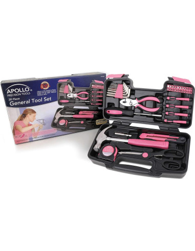 Juego de Herramientas Apollo 39 Piezas Rosa para DIY