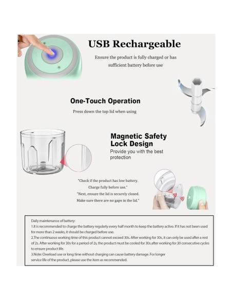 Picador Eléctrico Mini FUHUY 250ML USB Portátil para Verduras Picador Eléctrico Mini FUHUY 250ML USB Portátil para Verduras