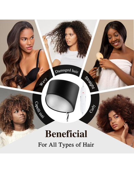 Gorro Térmico Eléctrico AOPOW para Acondicionamiento Cabello Negro Gorro Térmico Eléctrico AOPOW para Acondicionamiento Cabello Negro